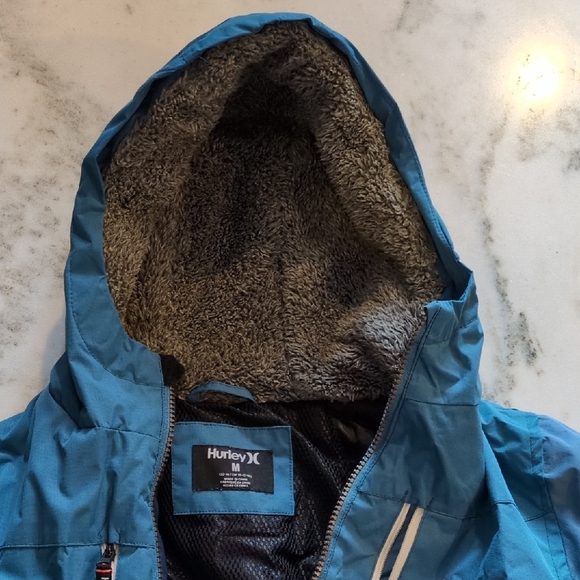 Hurley Boys Medium Hooded Winter Jacket Navy Light Blue Coat Youth - Picture 8 of 8